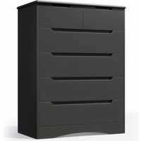 Kommode Bealife 5 Schubladen Staufmöbel mit integriertem Griff und Anti-Stolper-Vorrichtung für Schlafzimmer, Wohnzimmer, Veranda Schwarz von BEALIFE