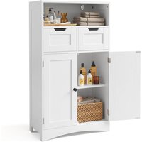 Moderner niedriger Badezimmerschrank 108cm mit 2 modularen Schubladen, verstellbaren Regalen und 2 Türen, weiß - 60x30x108cm - Bealife Moderner niedriger Badezimmerschrank 108cm mit 2 modularen Schubladen, verstellbaren Regalen und 2 Türen, weiß - 60x30x108cm - Bealife von BEALIFE