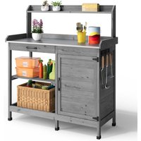 Pflanztisch Bealife Außen-Gartenarmoire aus Tannenholz Gartentisch Metallplatte 6 Haken 1 Tür 1 Schublade grau Pflanztisch Bealife Außen-Gartenarmoire aus Tannenholz Gartentisch Metallplatte 6 Haken 1 Tür 1 Schublade grau von BEALIFE