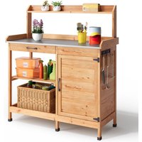 Pflanztisch Bealife Außen-Gartenarmoire aus Tannenholz Gartentisch Metallplatte 6 Haken 1 Tür 1 Schublade Pflanztisch Bealife Außen-Gartenarmoire aus Tannenholz Gartentisch Metallplatte 6 Haken 1 Tür 1 Schublade von BEALIFE
