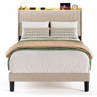 Polsterbett 120 x 200 Bealife Bettgestell LED Beleuchtung Stabiler Bettrahmen Stoffbett mit Lattenrostmit Steckdosen USB-Anschlüssen und Kopfteil Polsterbett 120 x 200 Bealife Bettgestell LED Beleuchtung Stabiler Bettrahmen Stoffbett mit Lattenrostmit Steckdosen USB-Anschlüssen und Kopfteil von BEALIFE