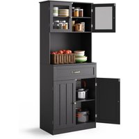 Sideboard Bealife Küchenschrank Höhe 180 cm verstellbare Regale 2 Glastüren 1 Schublade Vorratsschrank Küche mit Anti-Kipp-Design von BEALIFE