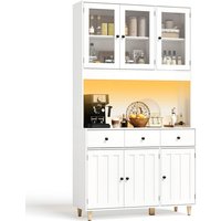 Sideboard Bealife Küchenschrank Höhe 180 cm verstellbare Regale 3 Glastüren 3 Schublade Vorratsschrank Küche mit Anti-Kipp-Design Weiß Sideboard Bealife Küchenschrank Höhe 180 cm verstellbare Regale 3 Glastüren 3 Schublade Vorratsschrank Küche mit Anti-Kipp-Design Weiß von BEALIFE
