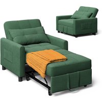 Umwandelbarer Minzgrüner 1-Personen-Schlafcouch-Sessel Modularer Liegelsessel mit Verstellbarem Kissen, Stauraum und Klappbaren Rollen - Bealife von BEALIFE