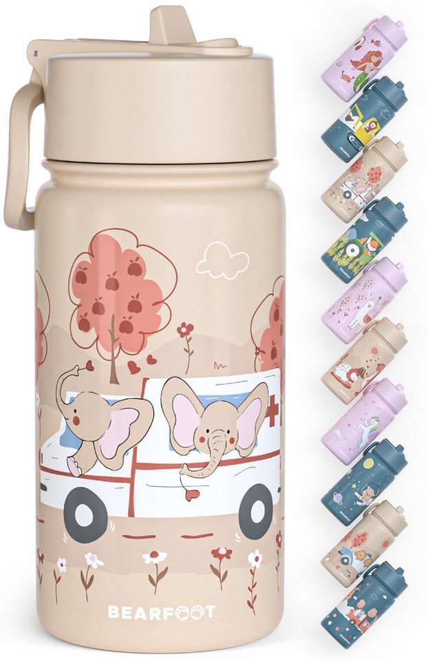 BEARFOOT Trinkflasche Thermo Kinder Trinkflasche Edelstahl - Krankenwagen braun, Thermosflasche, auslaufsicher, Edelstahl, Kinderflasche, BPA-frei von BEARFOOT