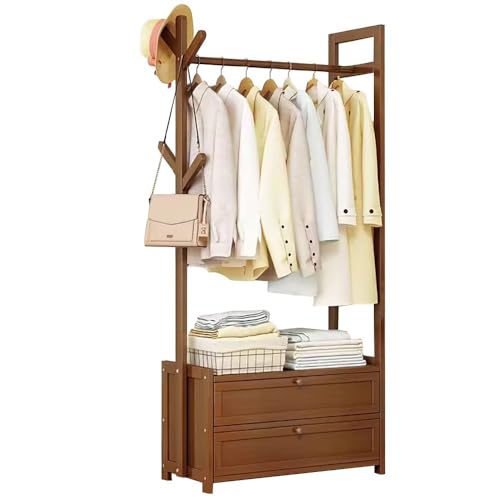 BEARQUN Freistehender Garderobenständer, Stabil Kleiderstange, Garderobenständer mit Schuhablage, bis 100 kg belastbar, 70/80/100CMx29CMx165CM, Große Stauraum, Super Stabil von BEARQUN