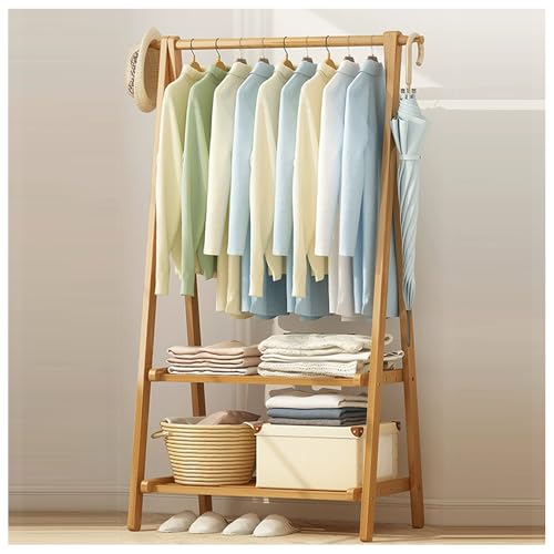BEARQUN Garderobenständer aus Holz mit Kleiderstange, klappbarer Garderobenständer, bis 80 kg Belastbar, Kleiderständer mit Haken, für Schlafzimmer Eingangsbereich Flur : 66CM/86CM/116CM von BEARQUN