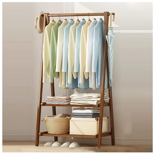 BEARQUN Garderobenständer aus Holz mit Kleiderstange, klappbarer Garderobenständer, bis 80 kg Belastbar, Kleiderständer mit Haken, für Schlafzimmer Eingangsbereich Flur : 66CM/86CM/116CM von BEARQUN
