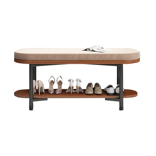 BEARQUN Schuhbank, Schuhbank mit Sitzfläche, Stabiles Schuhregal mit Sitzbank, Last Von 100 Kg, Industriestil, Moderne Sitzbank, für Wohnzimmer Schlafzimmer : 60/80/100CMx30CMx42CM von BEARQUN
