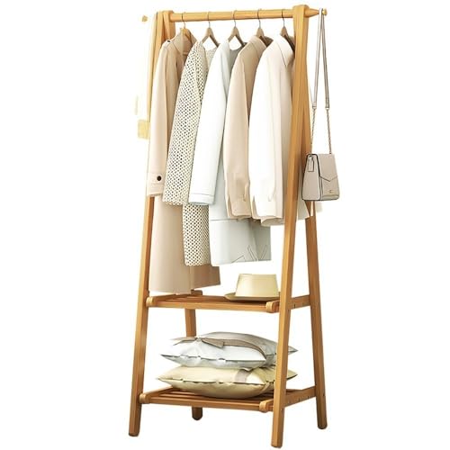 BEARQUN klappbarer Garderobenständer, Kleiderständer mit 2 Ablagen und Haken, Garderobenständer, Platzsparender Garderobenständer für Schlafzimmer, Eingangshalle, 66/86/116CMc40CMx160CM von BEARQUN