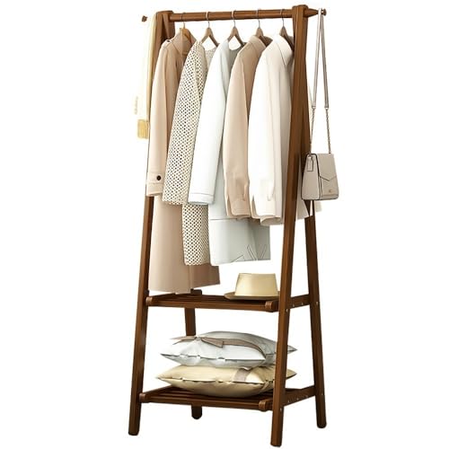 BEARQUN klappbarer Garderobenständer, Kleiderständer mit 2 Ablagen und Haken, Garderobenständer, Platzsparender Garderobenständer für Schlafzimmer, Eingangshalle, 66/86/116CMc40CMx160CM von BEARQUN