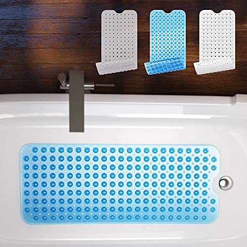 BEARTOP Badewannenmatte | Badewanne Antirutsch BPA Frei | Antirutschmatte Dusche Kinder | aus Gummi | 40 x 100cm rutschfeste Badematte für Senioren und Kinder | Blau von BEARTOP