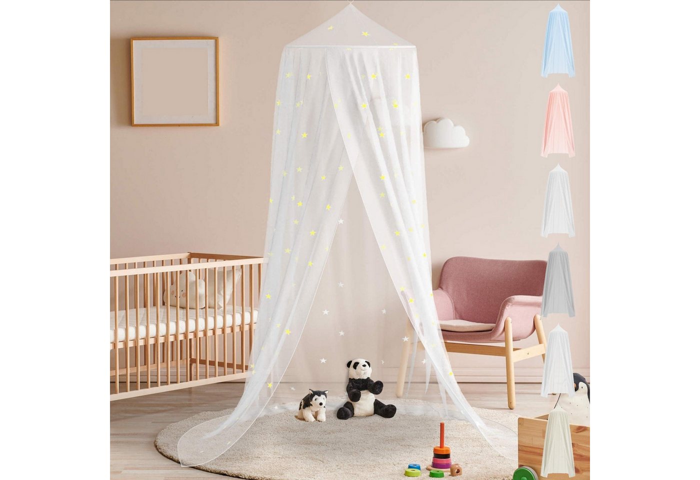BEARTOP Betthimmel BEARTOP canopy children's room, 6 colors, without drilling, tulle BEARTOP Betthimmel BEARTOP canopy children's room, 6 colors, without drilling, tulle von BEARTOP