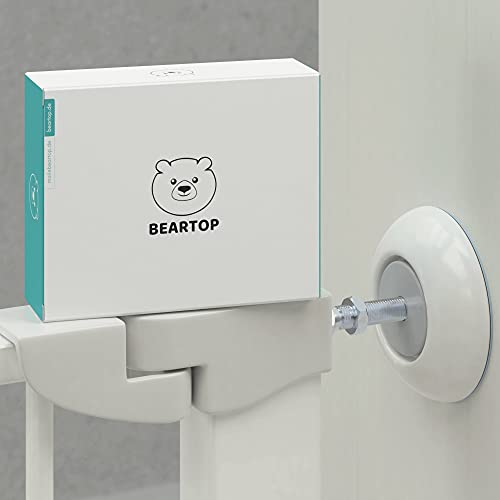 BEARTOP Wandschutz | Für Türgitter und Treppengitter | Absperrgitter zum Klemmen | Ohne Bohren & Werkzeug | Sicherheit Schutz für Baby, Kind, Haustier, Hund | Weiß | 4 Stück | Rund von BEARTOP