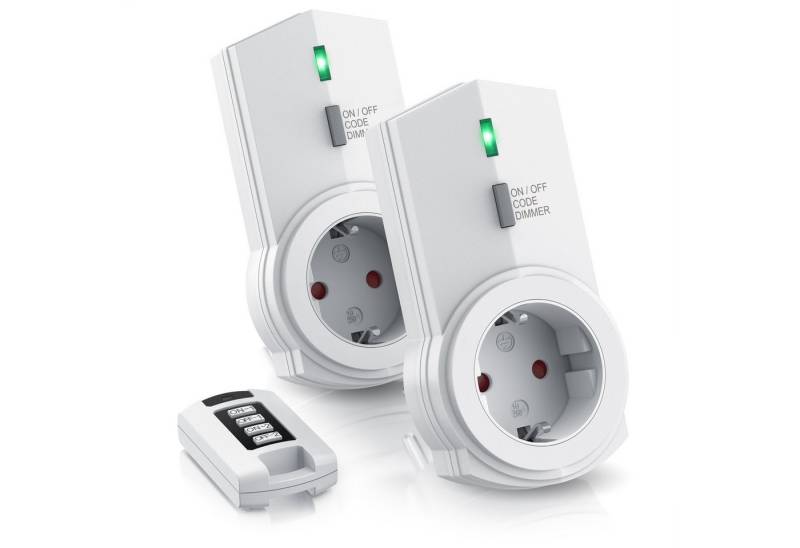 BEARWARE Funksteckdose Dimmbare Funk Steckdosen 2er Set mit Fernbedienung, IP20, für den Innenbereich / Indoor, integrierter Berührungsschutz, Dimmbar von BEARWARE