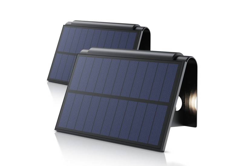 BEARWARE LED Solarleuchte Solar Wandleuchte für außen mit Akku & ohne Stromanschluss Wasserdicht, Ein-/Ausschalter, mehrere Helligkeitsstufen, LED fest integriert, Warmweiß, 1800 mAh Akku, Solarpanel, IP54, wetterfest, für Außenmontage von BEARWARE