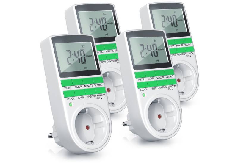 BEARWARE Zeitschaltuhr, digital, 4-St., programmierbar, LCD Display, Steckdosen Timer, max. 3680W von BEARWARE