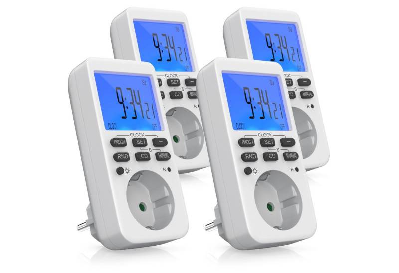 BEARWARE Zeitschaltuhr, digital, 4-St., programmierbar, LCD Display, Steckdosen Timer, max. 3680W von BEARWARE