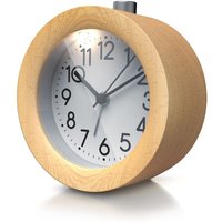 Bearware - Analoger Wecker mit rundem Holzkorpus Holz Wecker mit beleuchtetem Ziffernblatt von BEARWARE