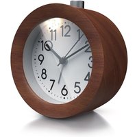 Bearware - Analoger Wecker mit rundem Holzkorpus Holz Wecker mit beleuchtetem Ziffernblatt von BEARWARE