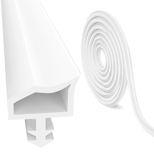 BEASAFY 10 Meter Türrahmenc Dichtung, Weiß Türdichtungen, Türabdichtung Gummi für Holzzarge Windschutz, Schallschutz und Kollisionsvermeidung, 4mm Nutbreite 7mm Nuttiefe 12mm Falz von BEASAFY