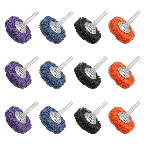BEASAFY 12 Stück CSD Scheibe Akkuschrauber, 50mm Schleifscheiben, Schleifscheibe für Winkelschleifer, Reinigungsscheibe für Rost Entfernen (3 Schwarz 3 Blau 3 Lila 3 Orange) von BEASAFY