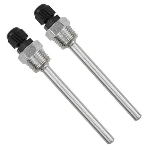 BEASAFY 2 Stück Tauchhülse G1/2 Zoll, 304 Edelstahl Tauchhülse, Tauchhülsen Temperaturfühler, Gewinde für Temperatursensor, Tauchschutzrohre für Thermoelemente (100mm) von BEASAFY