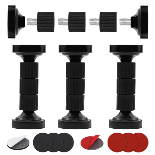 BEASAFY 4 Stück Bett Abstandshalter Wand, 40-115 mm Abstandshalter Verstellbar, Kopfteil Stopper Abstandhalter Wand, Anti Shake Bett Stabilisator für Betten Sofas Schränke (Schwarz) von BEASAFY