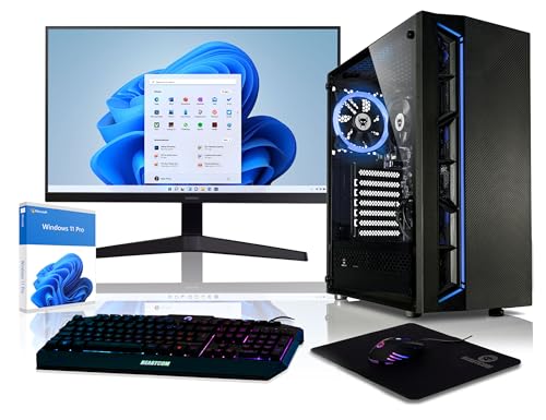 BEASTCOM Q2 PC Set mit 24" Monitor, Intel i5-12400 6X 4,40Ghz 12 Threads, 4K Intel UHD Grafik, 16GB RAM, 1TB SSD + RGB Tastatur + Maus + Mauspad, WLAN 5, Windows 11 von BEASTCOM