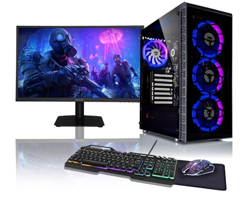 BEASTCOM Q3 Essential Gaming, Komplett Set PC, AMD Ryzen 3 4X 4,00GHz, 4K Vega 6-Kern Grafik, 16GB RAM, 256GB SSD + 1TB, Monitor LED 24" + Tastatur + Maus + Mauspad, HDMI, WLAN, Windows 11 Pro von BEASTCOM