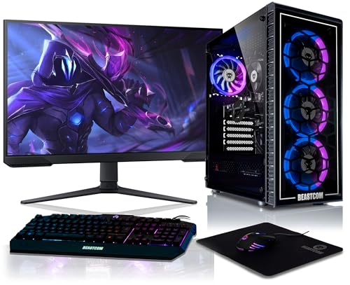 BEASTCOM Q5 | Pro Gaming PC | Intel i7-11700F 8X 4,90GHz 16-Threads | NVIDIA RTX 3050 4GB | 32GB RAM | 1TB NVMe SSD | 27" LED Monitor + Tastatur-Set | WiFi 5 | Win 11 von BEASTCOM