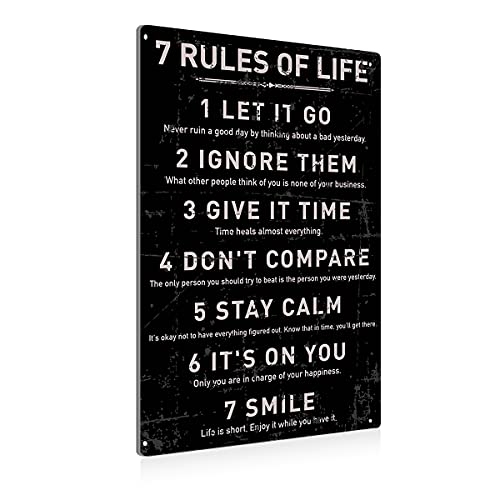 BEASTZHENG Vintage 7 Rules of Life Schild Metall Blechschild Wanddekoration – Retro Schild für Zuhause Wohnzimmer Veranda Dekor Geschenke – 20,3 x 30,5 cm von BEASTZHENG