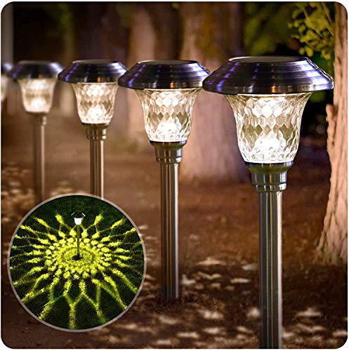 BEAU JARDIN 8 Stück Solarlampen für Außen Garten Solarleuchten Solarleuchte wasserdichte Edelstahl Metall Glas Solar Leuchten Gartenlampen Gartenleuchten Winterfest Silber von BEAU JARDIN