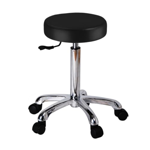 BEAUTEK Arbeitshocker 9006 SF: Ergonomischer Profi-Sitzkomfort, Höhenverstellbar, 5 Leichtgängige Rollen für optimale Mobilität – Ideal für Büro & Studio in Weiß, Schwarz oder Grau (Schwarz) von BEAUTEK
