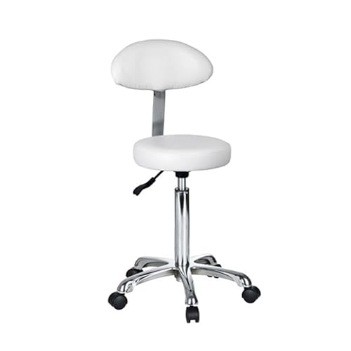 BEAUTEK Arbeitsstuhl 9117 SF Weiß - Ergonomischer Stuhl mit hydraulischer Höhenverstellung, verchromtem Gestell, hochwertigem Kunstlederbezug, für maximale Mobilität und Komfort im Kosmetikstudio von BEAUTEK