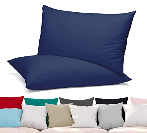 BEAUTEX 2er Set Kissenbezug, Kissenhülle aus gekämmter Baumwolle, Premium Jersey 160g/m², Größe und Farbe wählbar (40x40 cm, Navyblau) von BEAUTEX