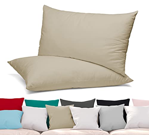 BEAUTEX 2er Set Kissenbezug, Kissenhülle aus gekämmter Baumwolle, Premium Jersey 160g/m², Größe und Farbe wählbar (80x80 cm, Beige) von BEAUTEX