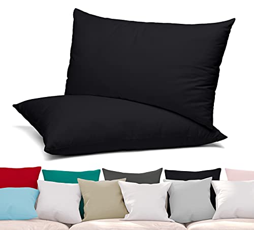 BEAUTEX 2er Set Kissenbezug, Kissenhülle aus gekämmter Baumwolle, Premium Jersey 160g/m², Größe und Farbe wählbar (80x80 cm, Schwarz) von BEAUTEX