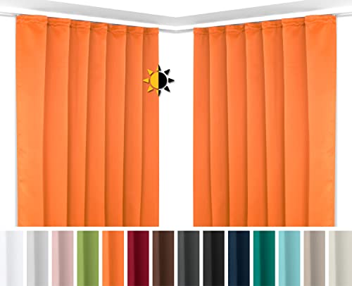 BEAUTEX 2er Set Kräuselband Verdunkelungsvorhang mit U-Band, Gardinen abdunkelnd und Blickdicht (B=140 cm, H=245 cm, Terra) von BEAUTEX