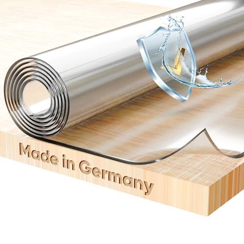 BEAUTEX Glasklar Folie 2 mm + abgeschrägte Kante, Größe wählbar 100x245 cm, Wunschmaß transparente Tischdecke Tischschutz, Made in Germany von BEAUTEX