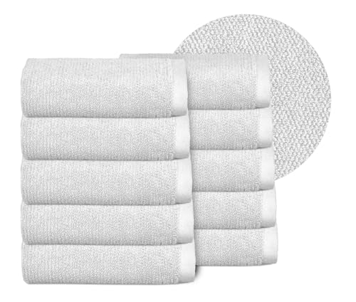 BEAUTEX Handtuch-Set Premium Frottier Sets Made in Europe, 100% Baumwolle 550g/m², Oeko-TEX Zertifiziert (Set: 10 Gästetücher - 30x50 cm in Weiß) von BEAUTEX