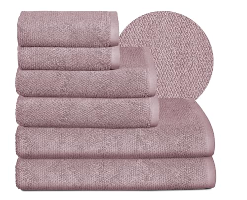 BEAUTEX Handtuch-Set Premium Frottier Sets Made in Europe, 100% Baumwolle 550g/m², Oeko-TEX Zertifiziert (Set: 2 Gäste-, 2 Hand-, 2 Badetücher in Altrosa) von BEAUTEX