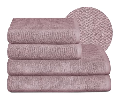 BEAUTEX Handtuch-Set Premium Frottier Sets Made in Europe, 100% Baumwolle 550g/m², Oeko-TEX Zertifiziert (Set: 2 Hand-, 2 Badetücher in Altrosa) von BEAUTEX