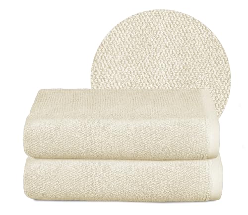 BEAUTEX Handtuch-Set Premium Frottier Sets Made in Europe, 100% Baumwolle 550g/m², Oeko-TEX Zertifiziert (Set: 2 Handtücher - 50x100 cm in Creme) von BEAUTEX