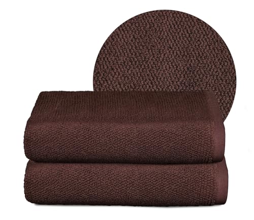 BEAUTEX Handtuch-Set Premium Frottier Sets Made in Europe, 100% Baumwolle 550g/m², Oeko-TEX Zertifiziert (Set: 2 Handtücher - 50x100 cm in Dunkelbraun) von BEAUTEX