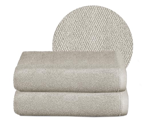 BEAUTEX Handtuch-Set Premium Frottier Sets Made in Europe, 100% Baumwolle 550g/m², Oeko-TEX Zertifiziert (Set: 2 Handtücher - 50x100 cm in Sandgrau) von BEAUTEX