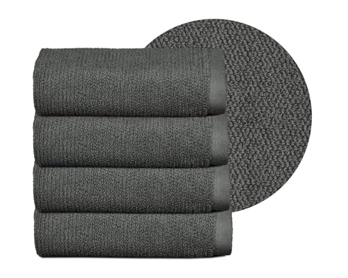 BEAUTEX Handtuch-Set Premium Frottier Sets Made in Europe, 100% Baumwolle 550g/m², Oeko-TEX Zertifiziert (Set: 4 Gästetücher - 30x50 cm in Dunkelgrau) von BEAUTEX