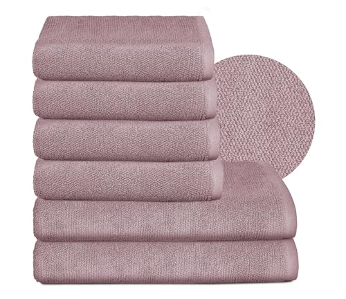 BEAUTEX Handtuch-Set Premium Frottier Sets Made in Europe, 100% Baumwolle 550g/m², Oeko-TEX Zertifiziert (Set: 4 Hand-, 2 Badetücher in Altrosa) von BEAUTEX