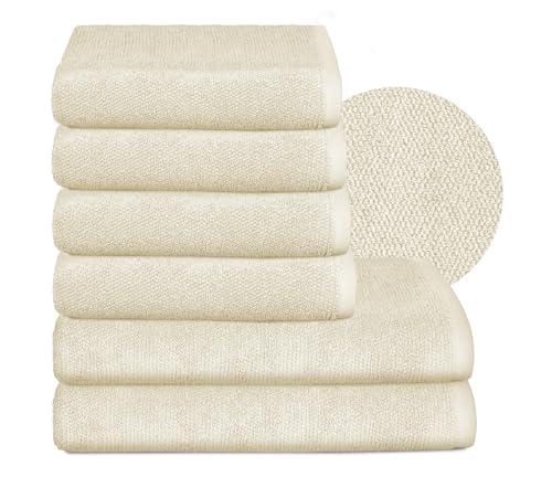 BEAUTEX Handtuch-Set Premium Frottier Sets Made in Europe, 100% Baumwolle 550g/m², Oeko-TEX Zertifiziert (Set: 4 Hand-, 2 Badetücher in Creme) von BEAUTEX