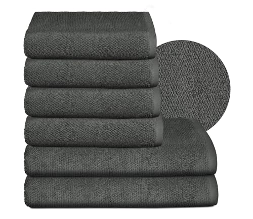 BEAUTEX Handtuch-Set Premium Frottier Sets Made in Europe, 100% Baumwolle 550g/m², Oeko-TEX Zertifiziert (Set: 4 Hand-, 2 Badetücher in Dunkelgrau) von BEAUTEX